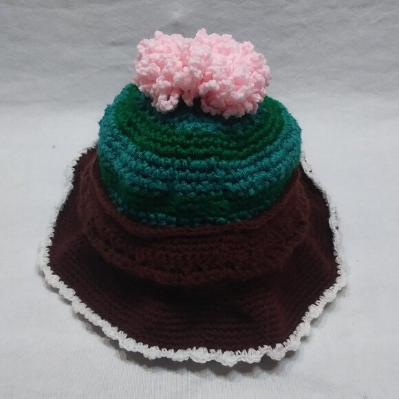 Crochet Flowered Potted Cactus Hat - Picture 1 of 1